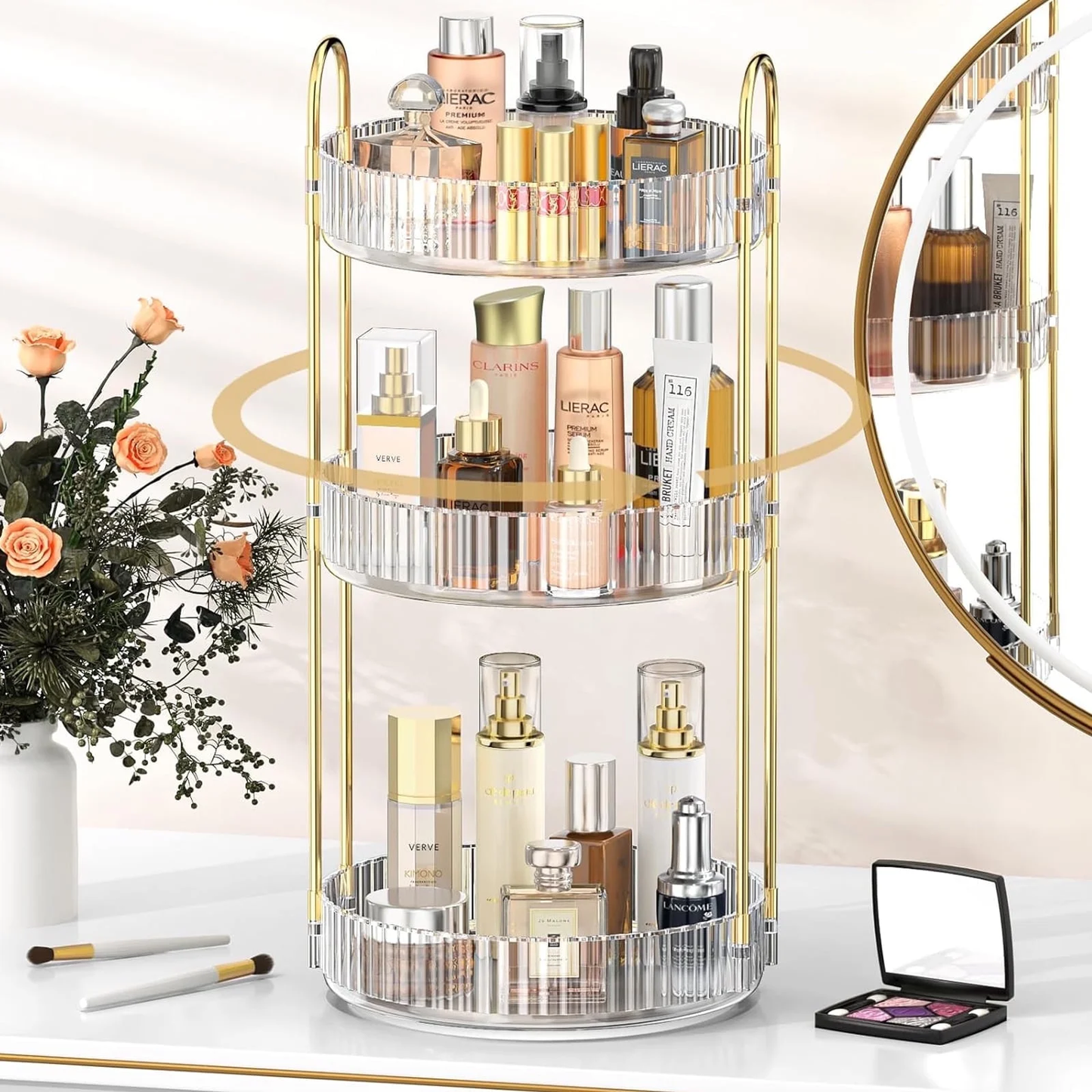Kisportee 360° Rotating Makeup Organizer for Vanity