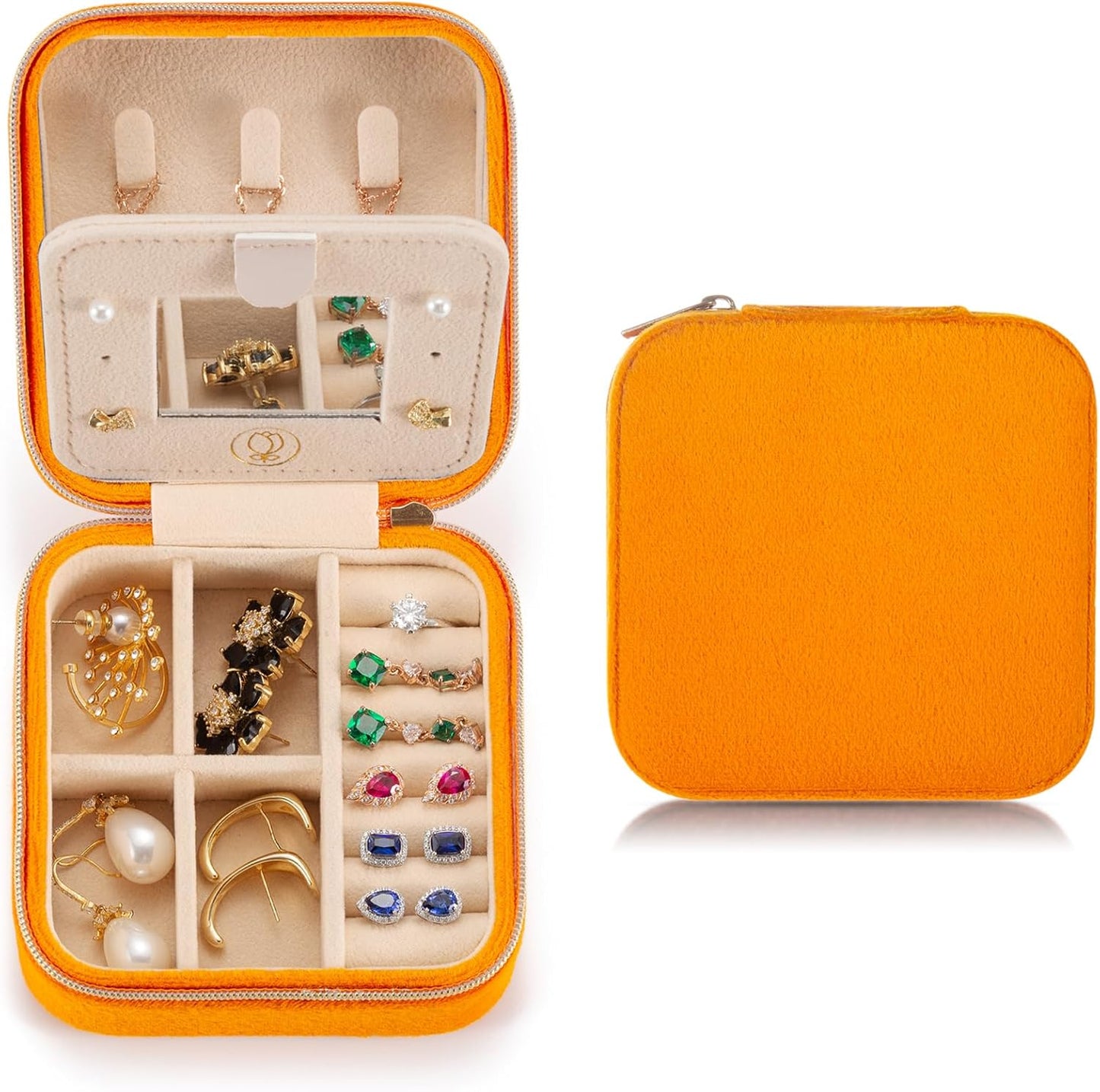 Plush Velvet Travel Jewelry Case Organizer