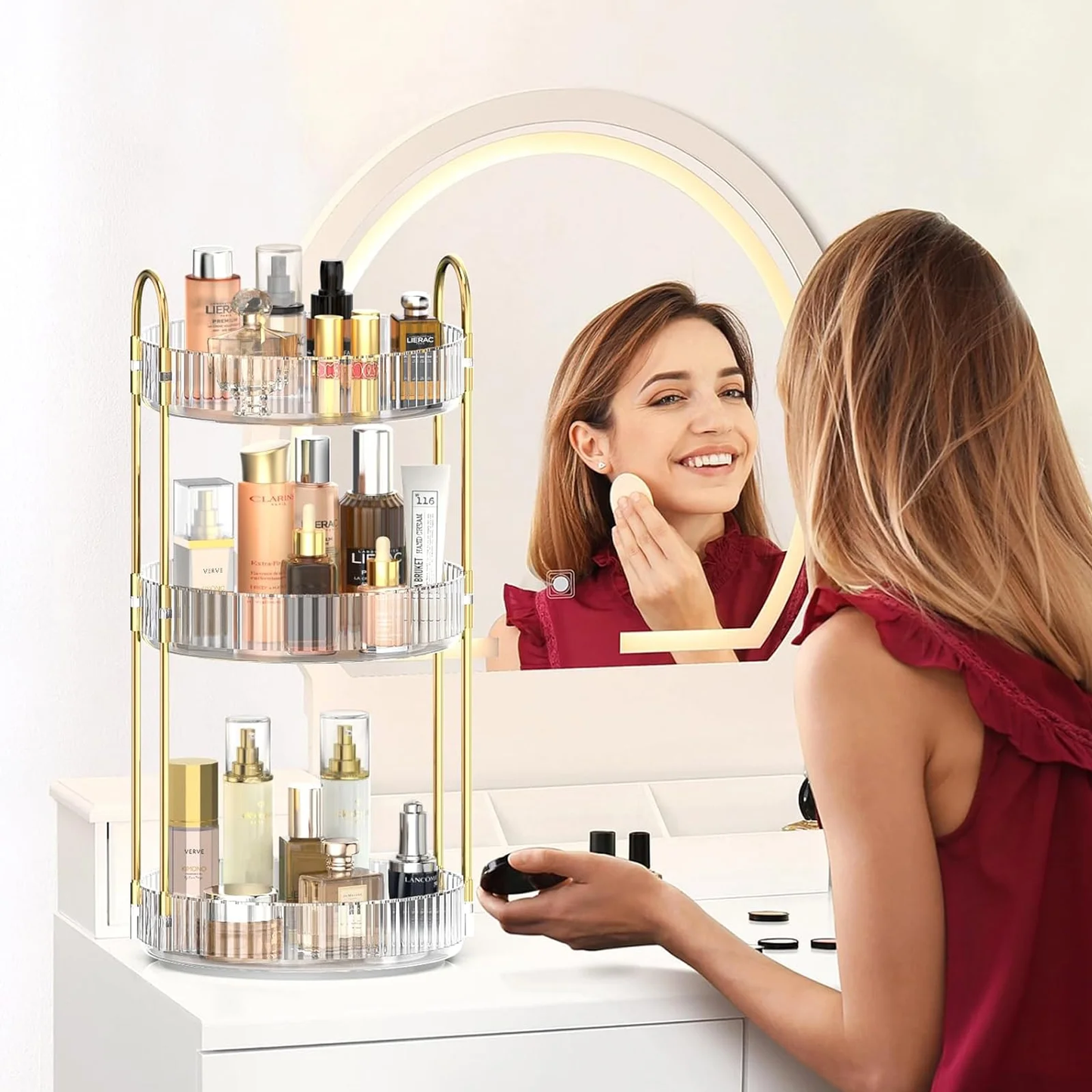 Kisportee 360° Rotating Makeup Organizer for Vanity