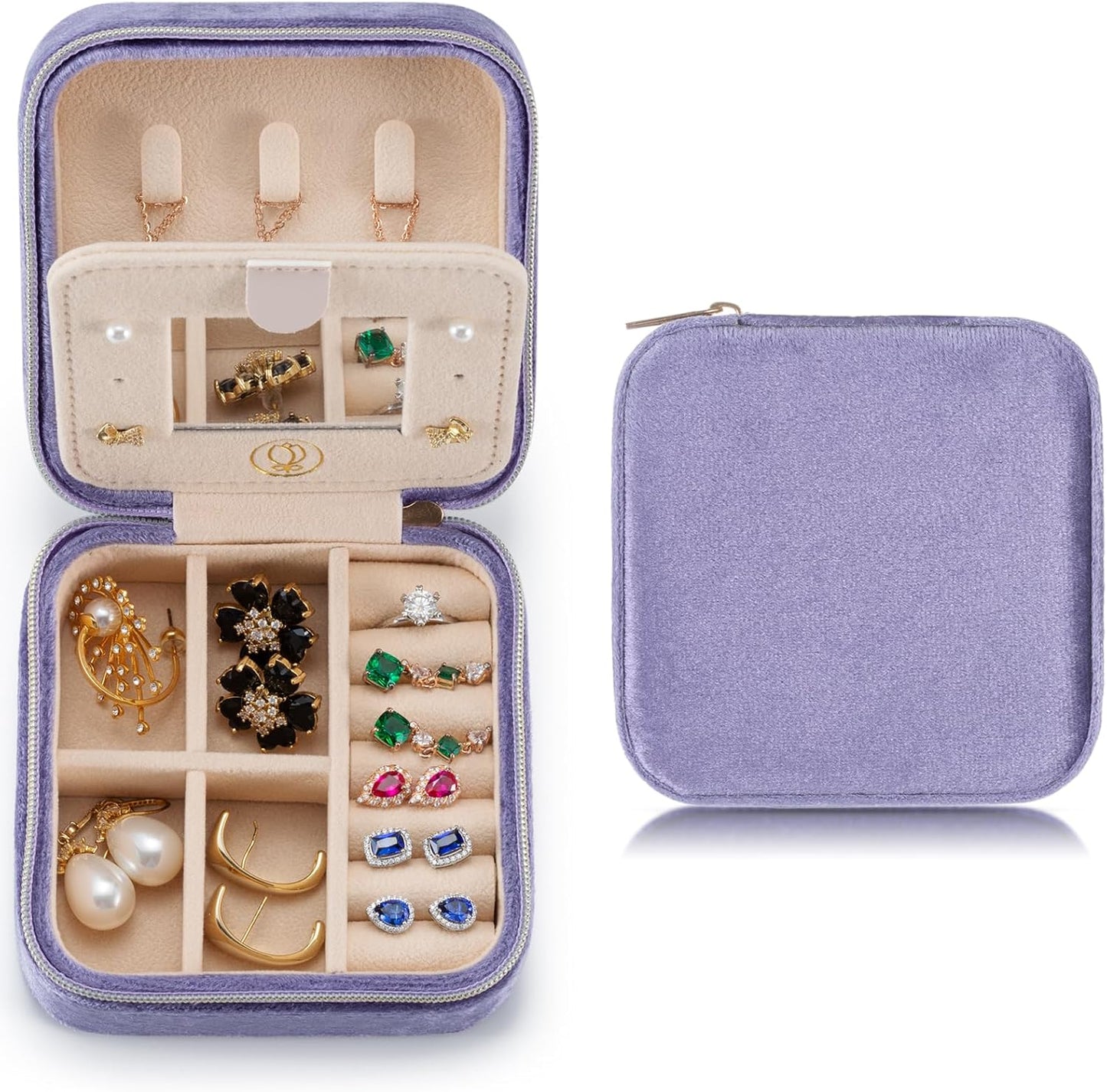 Plush Velvet Travel Jewelry Case Organizer