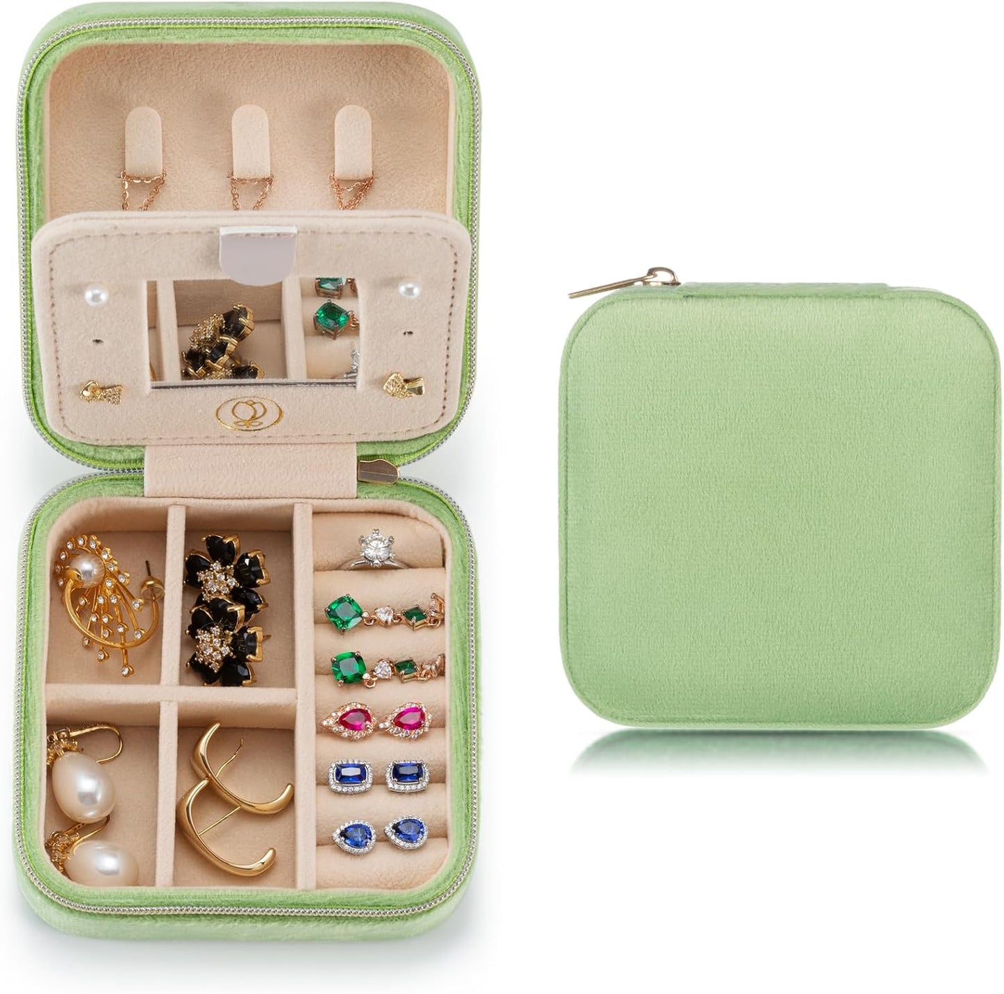 Plush Velvet Travel Jewelry Case Organizer