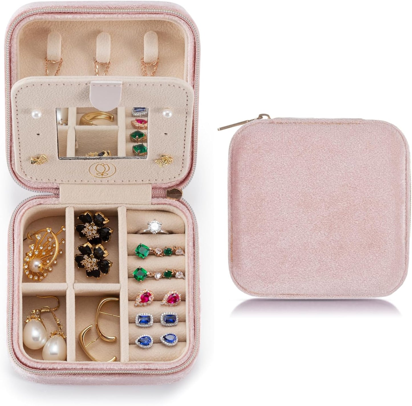 Plush Velvet Travel Jewelry Case Organizer