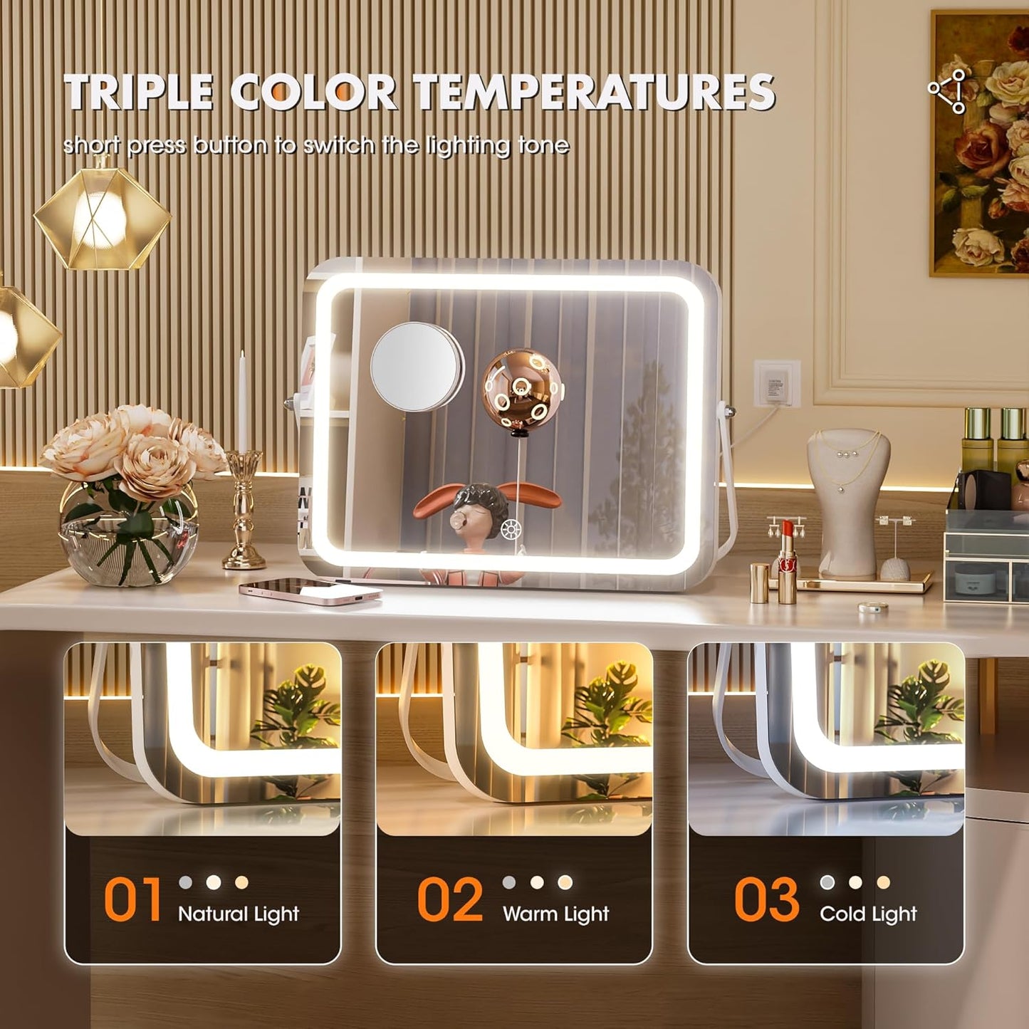 Makeup Mirror with Bluetooth Speaker