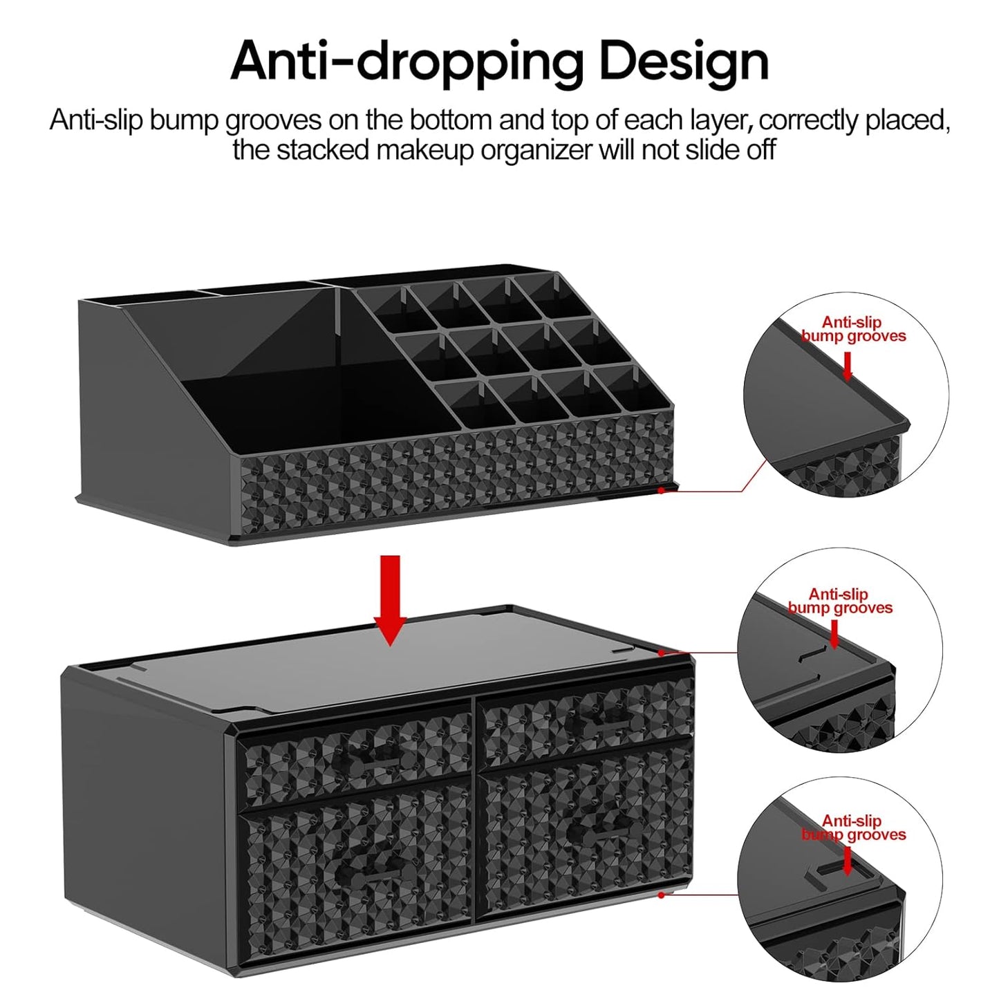 Stackable Makeup Organizer with Drawers